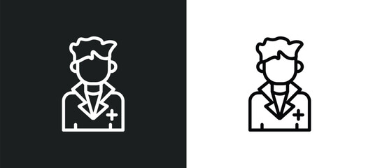 doctor icon isolated in white and black colors. doctor outline vector icon from professions collection for web, mobile apps and ui.
