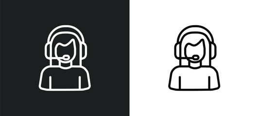 callcenter icon isolated in white and black colors. callcenter outline vector icon from professions collection for web, mobile apps and ui.