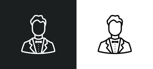 bestman icon isolated in white and black colors. bestman outline vector icon from people collection for web, mobile apps and ui.