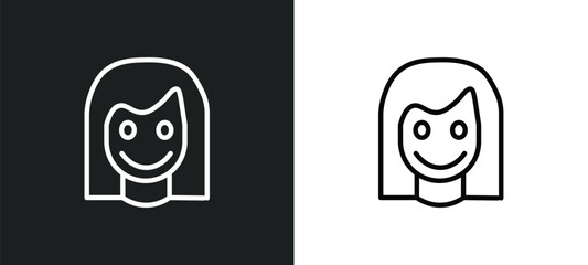 girl smile icon isolated in white and black colors. girl smile outline vector icon from people collection for web, mobile apps and ui.