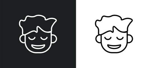relieved smile icon isolated in white and black colors. relieved smile outline vector icon from people collection for web, mobile apps and ui.