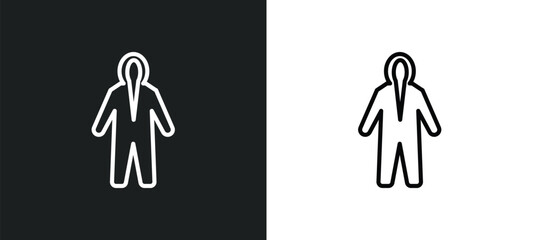 protective suit icon isolated in white and black colors. protective suit outline vector icon from people collection for web, mobile apps and ui.