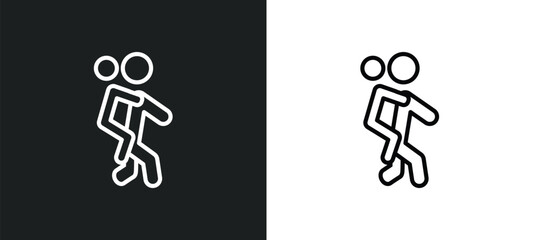 give a piggy back ride icon isolated in white and black colors. give a piggy back ride outline vector icon from people collection for web, mobile apps and ui.