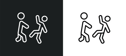 helping other to jump icon isolated in white and black colors. helping other to jump outline vector icon from people collection for web, mobile apps and ui.