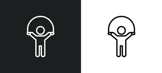 playing with a rope icon isolated in white and black colors. playing with a rope outline vector icon from people collection for web, mobile apps and ui.