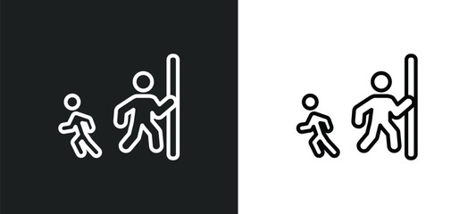 hide and seek icon isolated in white and black colors. hide and seek outline vector icon from people collection for web, mobile apps ui.