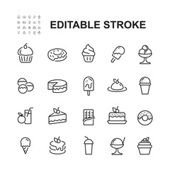 Simple Set of Dessert Related Vector Line Icons.