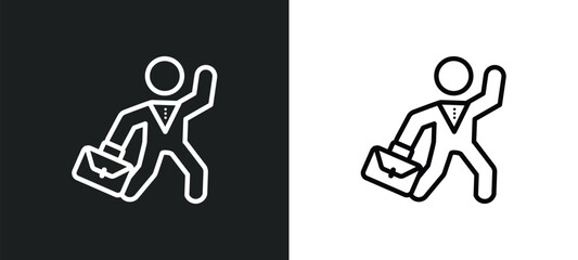 Naklejka premium businessman dancing icon isolated in white and black colors. businessman dancing outline vector icon from people collection for web, mobile apps and ui.