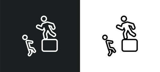 Fototapeta premium man pushing child icon isolated in white and black colors. man pushing child outline vector icon from people collection for web, mobile apps and ui.