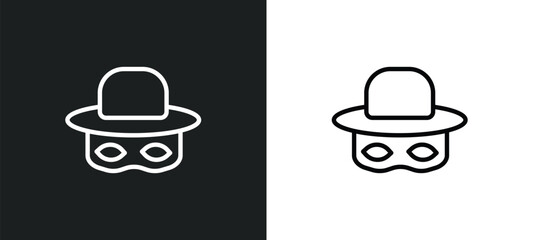 zorro icon isolated in white and black colors. zorro outline vector icon from people collection for web, mobile apps and ui.