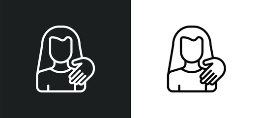 sexual harassment icon isolated in white and black colors. sexual harassment outline vector icon from people collection for web, mobile apps and ui.