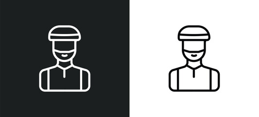 muslim man icon isolated in white and black colors. muslim man outline vector icon from people collection for web, mobile apps and ui.