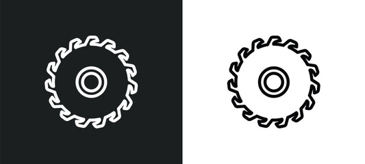 saw blade icon isolated in white and black colors. saw blade outline vector icon from other collection for web, mobile apps and ui.