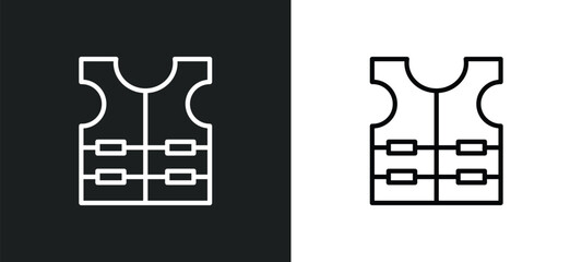 vest icon isolated in white and black colors. vest outline vector icon from nautical collection for web, mobile apps and ui.