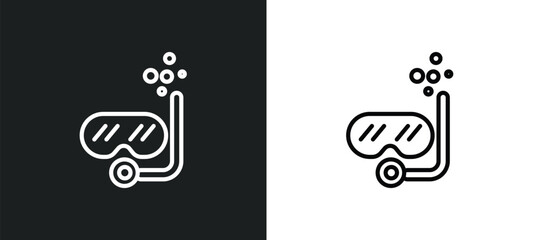snorkel icon isolated in white and black colors. snorkel outline vector icon from nautical collection for web, mobile apps and ui. - obrazy, fototapety, plakaty