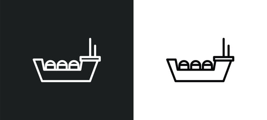 tanker ship icon isolated in white and black colors. tanker ship outline vector icon from nautical collection for web, mobile apps and ui.