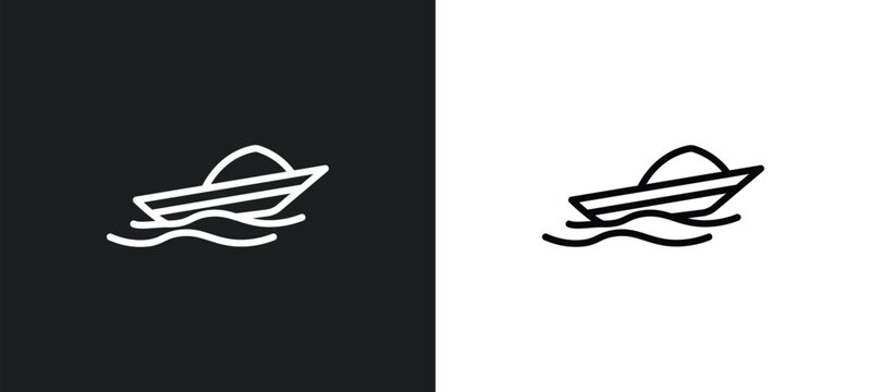 speed boat icon isolated in white and black colors. speed boat outline vector icon from nautical collection for web, mobile apps and ui.
