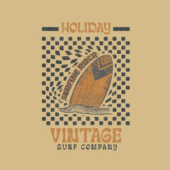 Holiday Vintage Surf Rider typography retro surf board  vector design