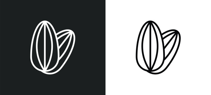 almond icon isolated in white and black colors. almond outline vector icon from nature collection for web, mobile apps and ui.