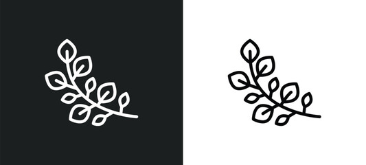 branch with leaves icon isolated in white and black colors. branch with leaves outline vector icon from nature collection for web, mobile apps and ui.