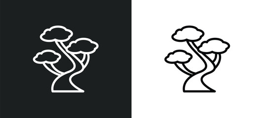 bonsai tree icon isolated in white and black colors. bonsai tree outline vector icon from nature collection for web, mobile apps and ui.