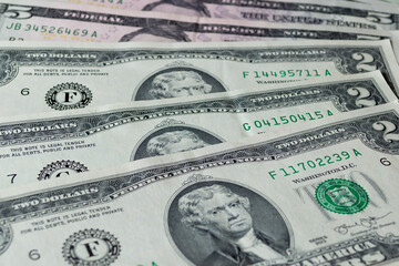 a fan of banknotes dollar bills close up