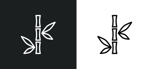 bamboo branches icon isolated in white and black colors. bamboo branches outline vector icon from nature collection for web, mobile apps and ui.