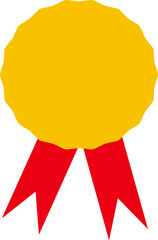 Vector badge with ribbons icon.red and yellow ribbon