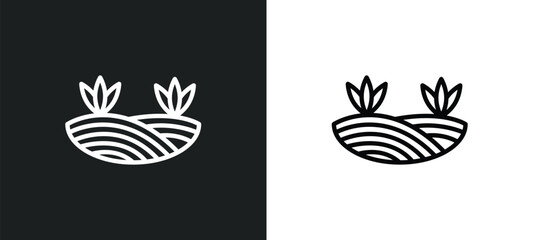 prairie icon isolated in white and black colors. prairie outline vector icon from nature collection for web, mobile apps and ui. - obrazy, fototapety, plakaty