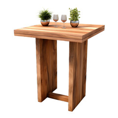 Garden wooden bar table isolated on transparent background. Generative AI