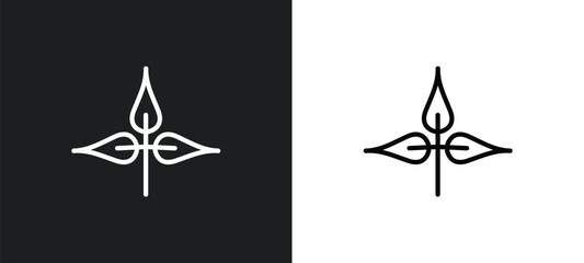 pinnation icon isolated in white and black colors. pinnation outline vector icon from nature collection for web, mobile apps and ui.