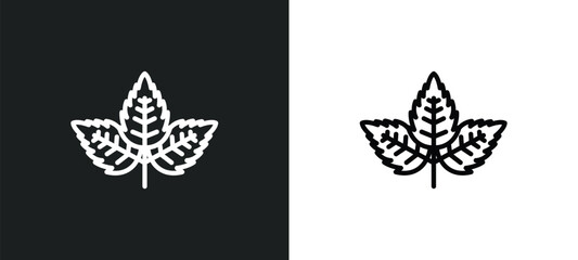 straberry leaf icon isolated in white and black colors. straberry leaf outline vector icon from nature collection for web, mobile apps and ui.