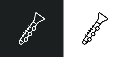oboe icon isolated in white and black colors. oboe outline vector icon from music and media collection for web, mobile apps and ui. - obrazy, fototapety, plakaty