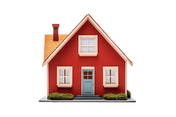 Small Red House with Porch Isolated on Transparent Background. Generative AI