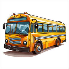Fototapeta na wymiar Yellow School Bus Illustration Clipart 
