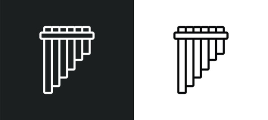 panpipe icon isolated in white and black colors. panpipe outline vector icon from music and media collection for web, mobile apps and ui. - obrazy, fototapety, plakaty