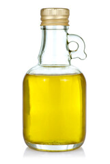 Bottle of olive oil on white background.