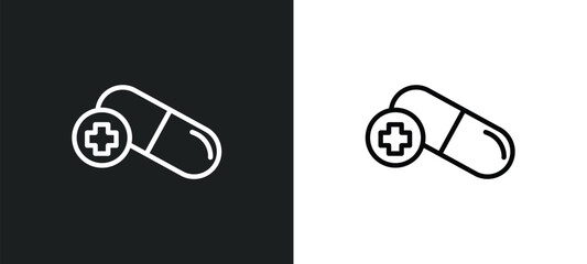 antibiotic icon isolated in white and black colors. antibiotic outline vector icon from medical collection for web, mobile apps and ui.