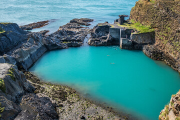 The Blue Lagoon at Abereiddy on the Pembrokeshire coast in Wales.