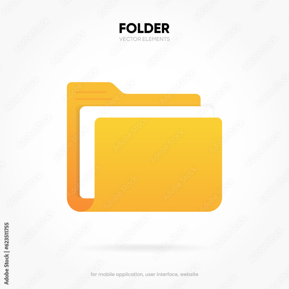 Aufkleber 3d folder icon isolated on white background. document symbol. 3d file icon. binder sign modern, simp