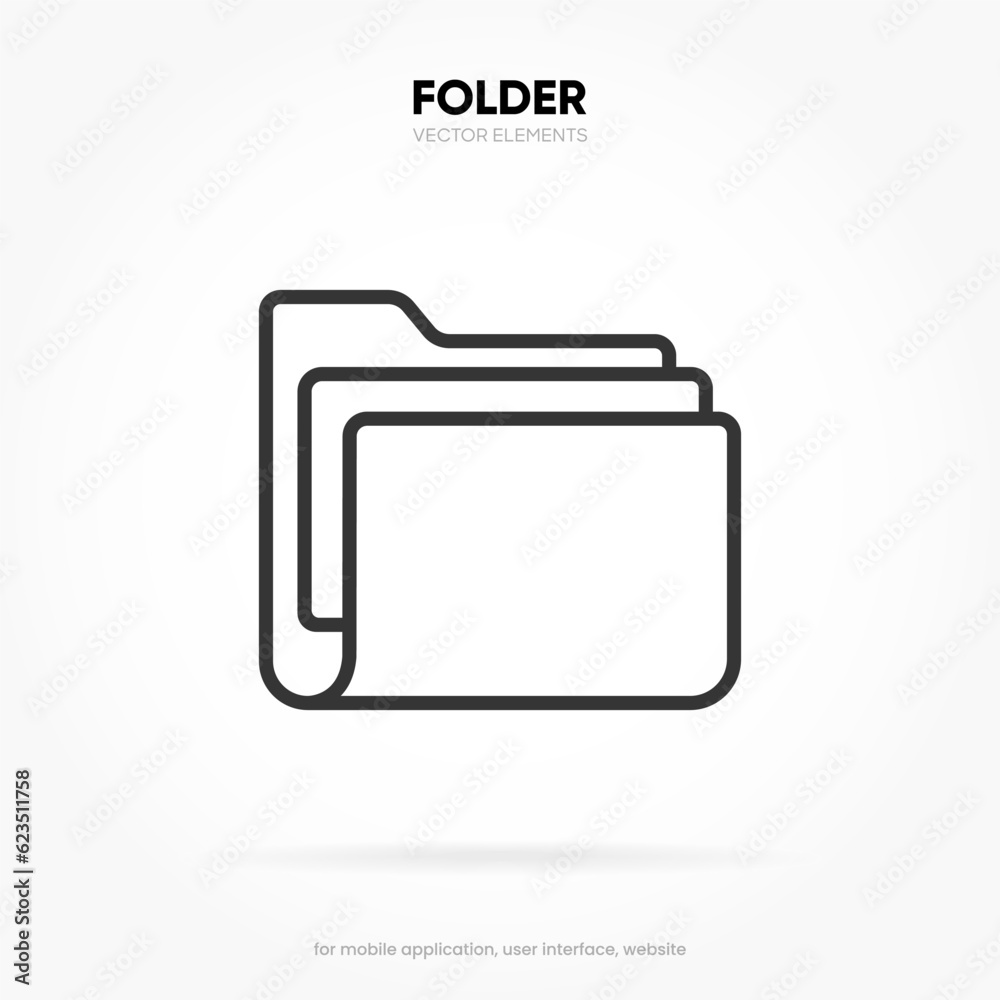 Poster 3d folder icon isolated on white background. Document symbol. 3d file icon. Binder sign modern, simple, vector, icon for website design, mobile app, ui. Vector Illustration