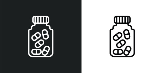 medicine capsules icon isolated in white and black colors. medicine capsules outline vector icon from medical collection for web, mobile apps and ui.