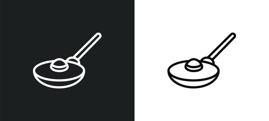 frying pan icon isolated in white and black colors. frying pan outline vector icon from kitchen collection for web, mobile apps and ui.