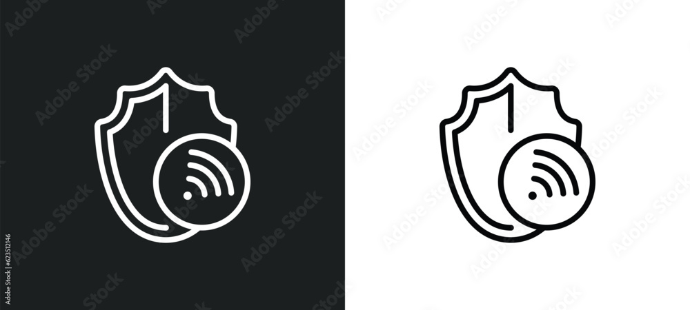 Poster wifi security icon isolated in white and black colors. wifi security outline vector icon from intern