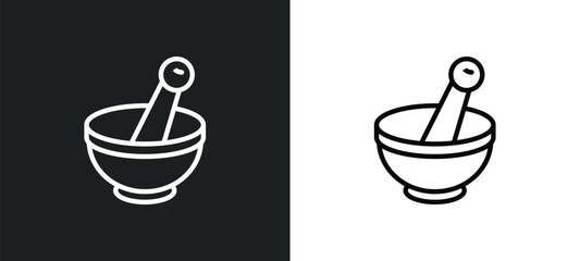 mortar icon isolated in white and black colors. mortar outline vector icon from kitchen collection for web, mobile apps and ui.