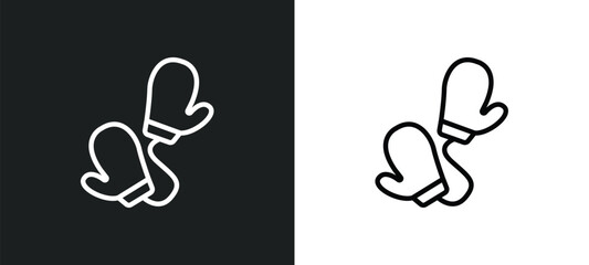 mitten icon isolated in white and black colors. mitten outline vector icon from kitchen collection. collection for web, mobile apps and ui.