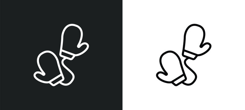 mitten icon isolated in white and black colors. mitten outline vector icon from kitchen collection. collection for web, mobile apps and ui.