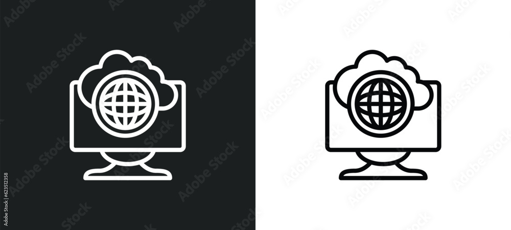 Poster internet connection icon isolated in white and black colors. internet connection outline vector icon