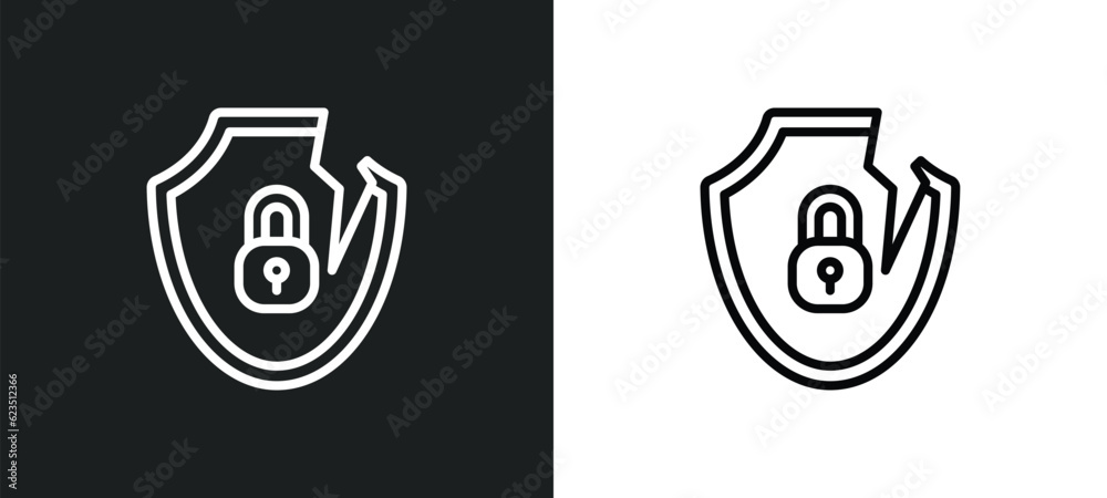 Poster internet attack icon isolated in white and black colors. internet attack outline vector icon from in