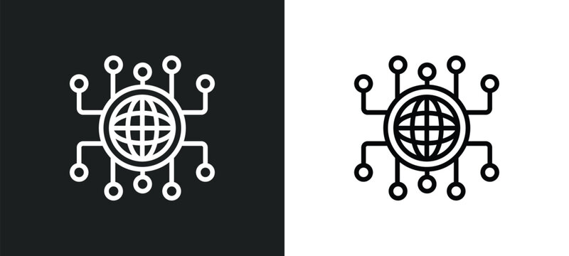 Network Conection Icon Isolated In White And Black Colors. Network Conection Outline Vector Icon From Internet Security Collection For Web, Mobile Apps And Ui.